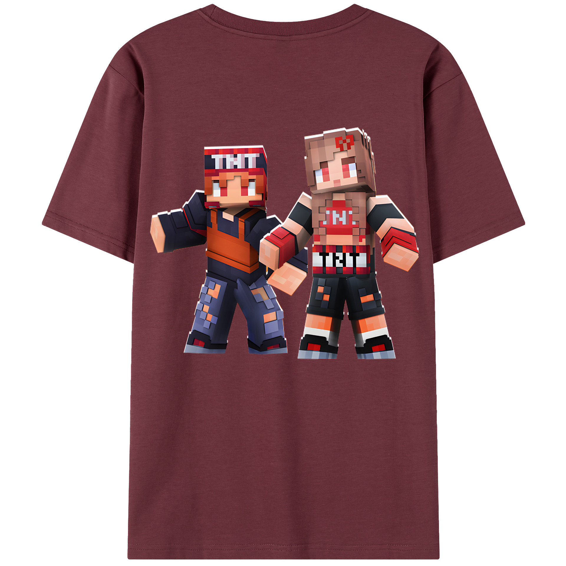 （画像用） マインクラフト ブロックの世界 Minecraft MC Block world 綿100％半袖Tシャツ（背面プリント）